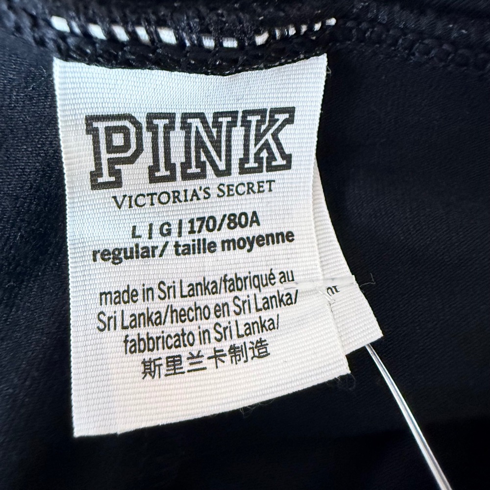 Pink Victoria's Secret High Waist Full Length Leggings Black White Stripe L NWT - Picture 3 of 11